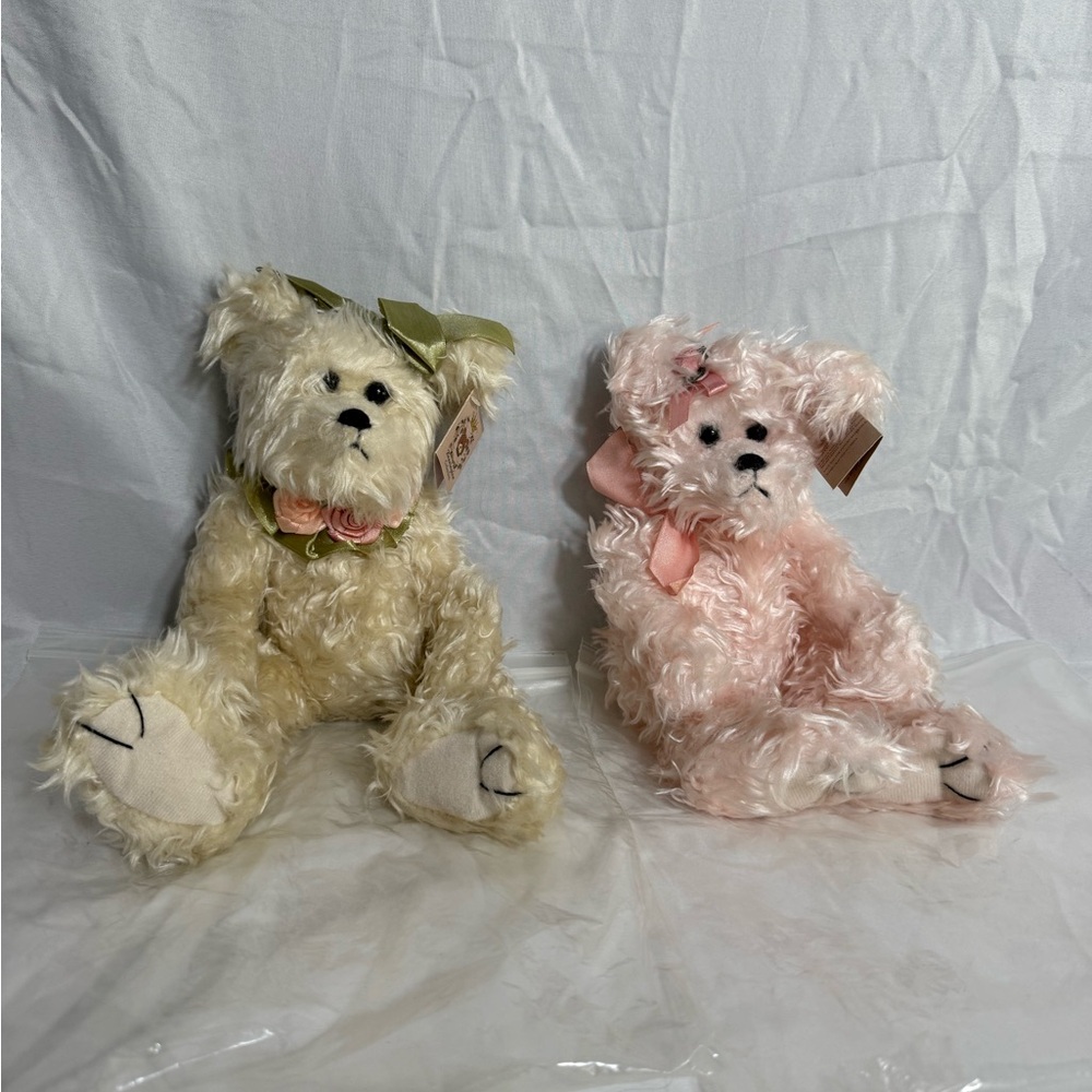 Adorable Plush Teddy Bear Set - Cream and Pink